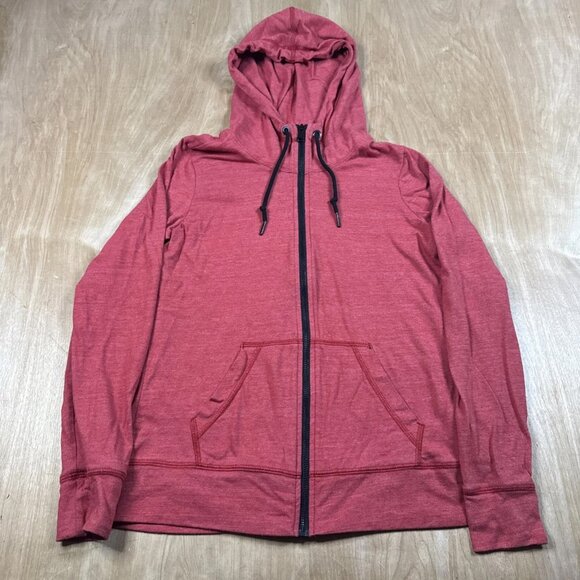 American Giant Women's Red Full Zip Hoodie Size Medium USA Lightweight - Picture 1 of 5